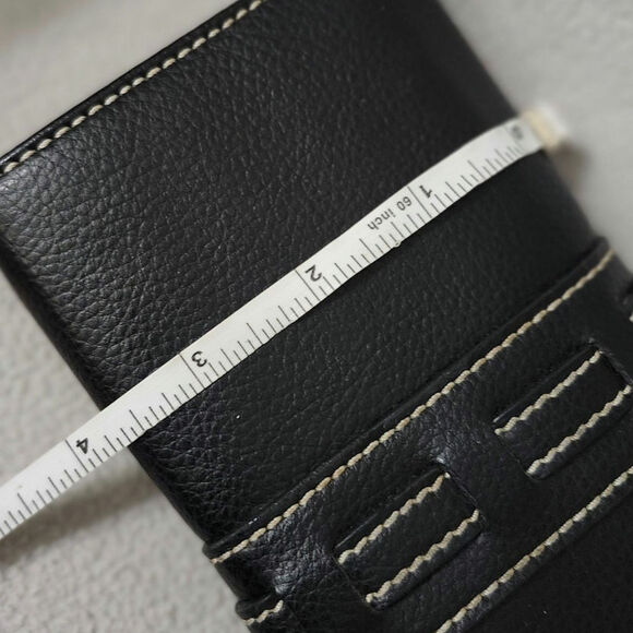Tommy Hilfiger Black Leather Large Check Book WALLET Retro Trifold - Picture 6 of 9